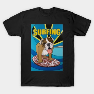 surfing English bulldog T-Shirt